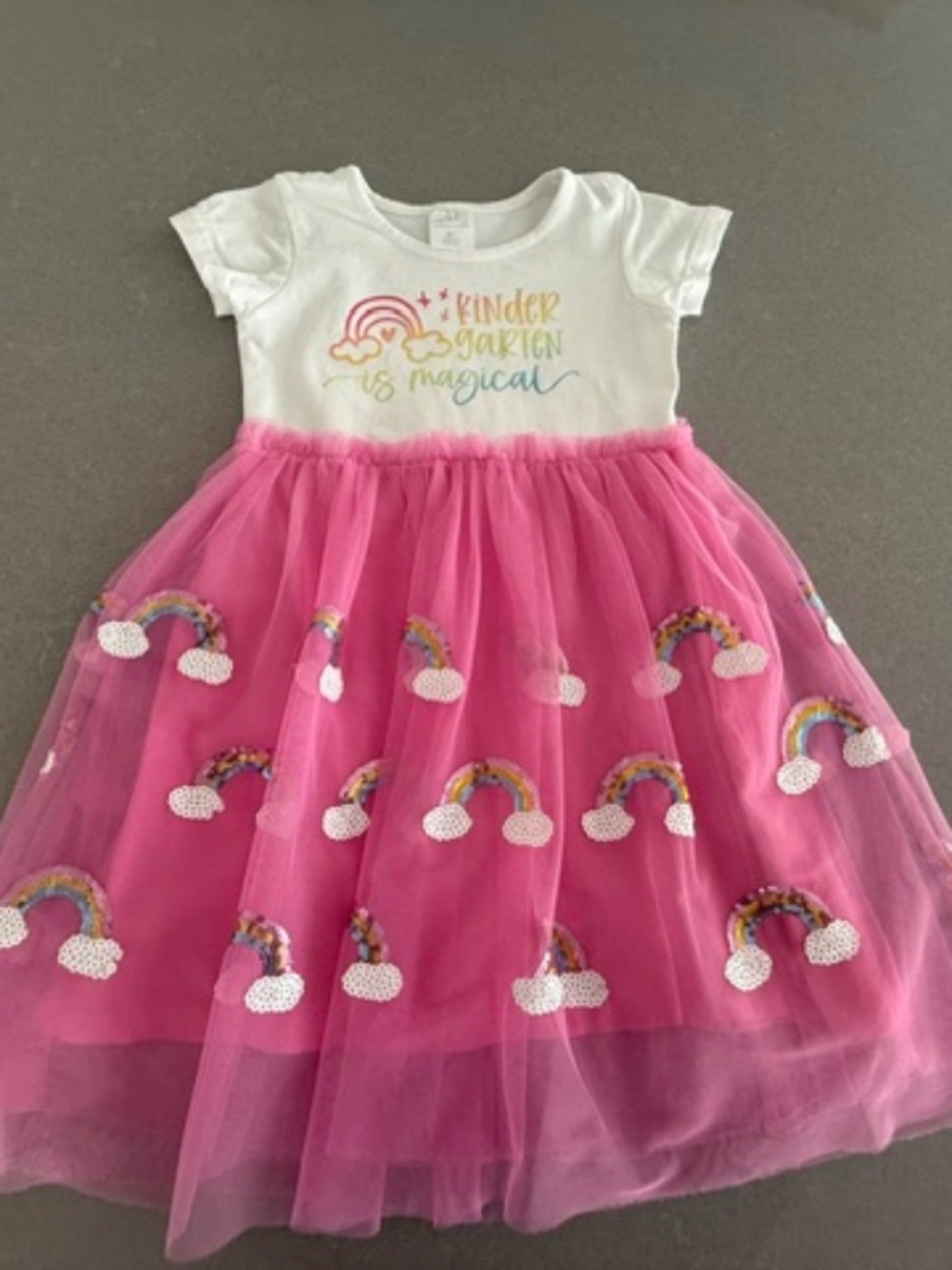 Little Girls 6Y Kindergarten is Magical Short Sleeve Tutu Dress